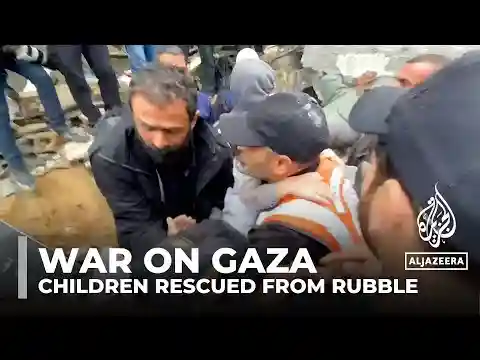 Aftermath of overnight Israeli strike: Children rescued from Gaza rubble