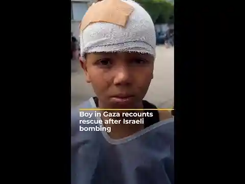 Boy in Gaza recounts rescue after Israeli bombing | AJ #shorts