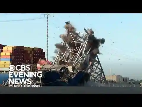 Crews conduct controlled demolition of Baltimore's Key Bridge