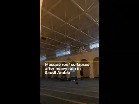 Mosque roof collapses after heavy rain in Saudi Arabia | AJ #shorts