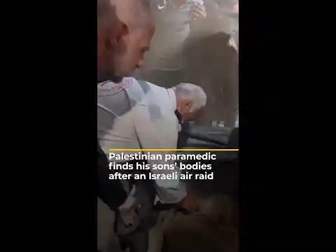Palestinian paramedic finds his sons’ bodies after an Israeli air raid | AJ #shorts