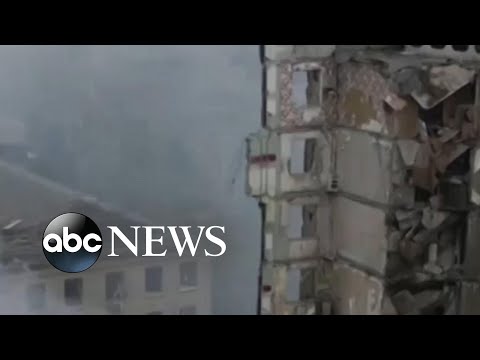 Drone footage shows destruction in town outside Kyiv