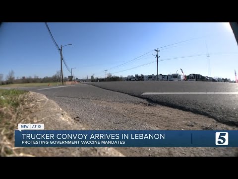 Trucker convoy stops in Lebanon before final destination
