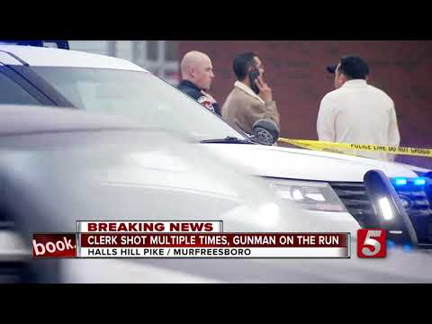 Clerk shot multiple times, gunman on the run