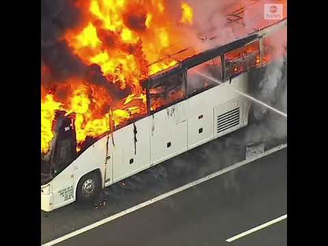 Fire fighters put out massive bus fire in Union Township, New Jersey | ABC News